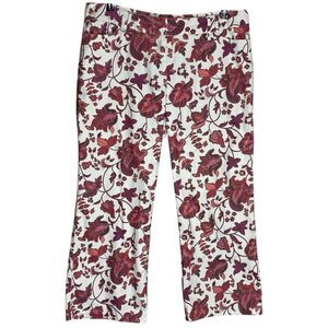 Express Pants Womens 13/14 (34x24.5) Floral Cropped Wide Leg Straight Stretch